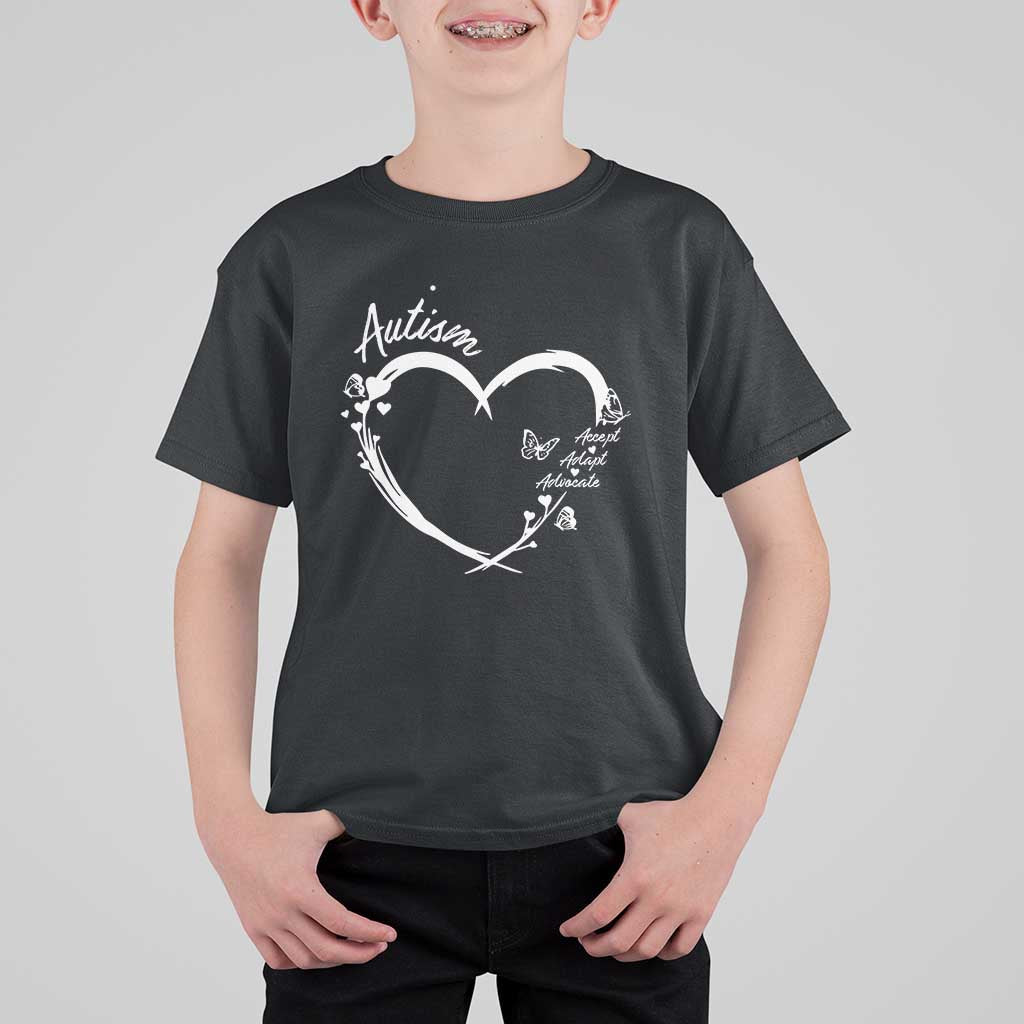 Autism Awareness Adaptation T Shirt For Kid Accept Adapt Advocate Love Heart