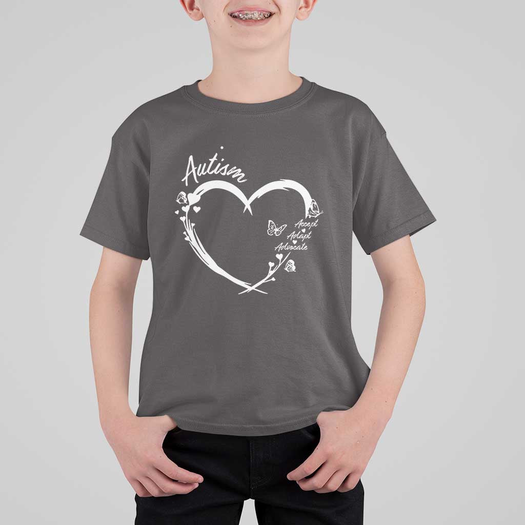 Autism Awareness Adaptation T Shirt For Kid Accept Adapt Advocate Love Heart