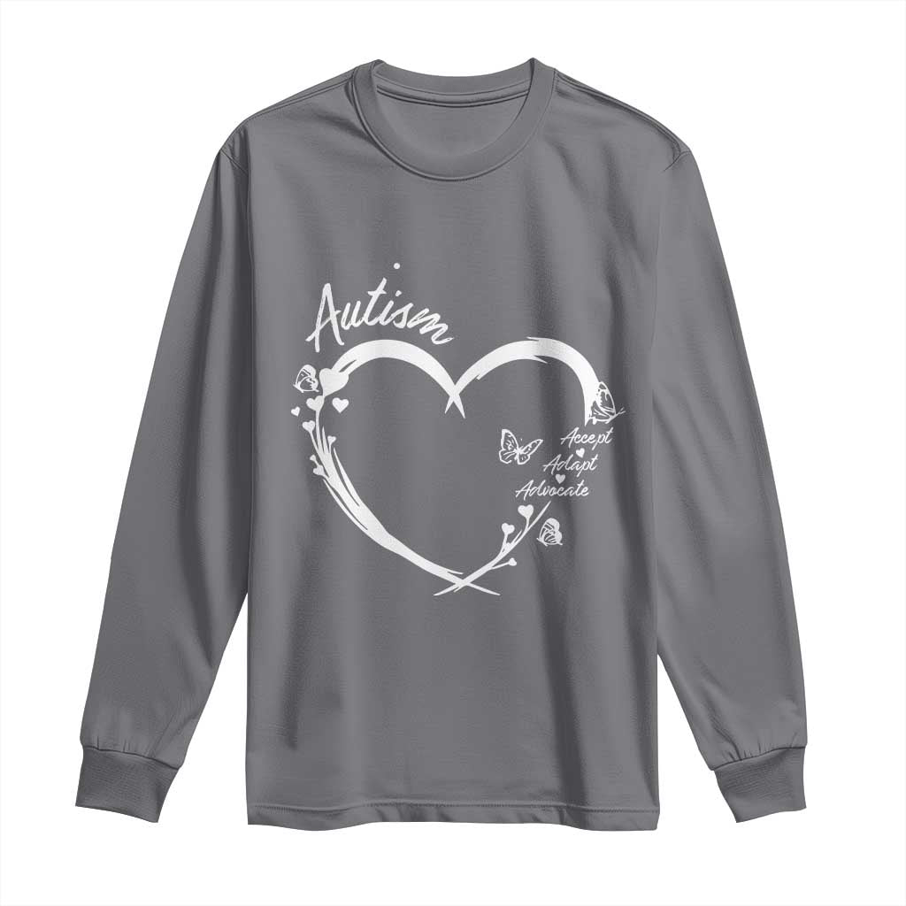 Autism Awareness Adaptation Long Sleeve Shirt Accept Adapt Advocate Love Heart