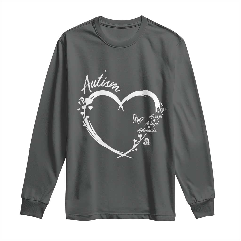 Autism Awareness Adaptation Long Sleeve Shirt Accept Adapt Advocate Love Heart