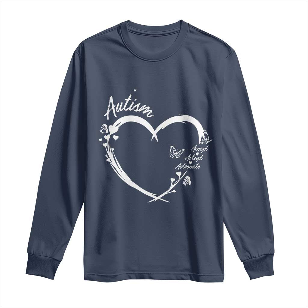 Autism Awareness Adaptation Long Sleeve Shirt Accept Adapt Advocate Love Heart