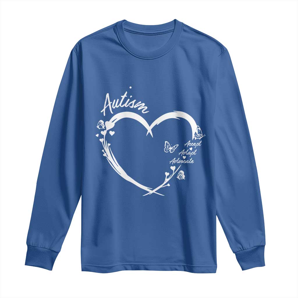 Autism Awareness Adaptation Long Sleeve Shirt Accept Adapt Advocate Love Heart