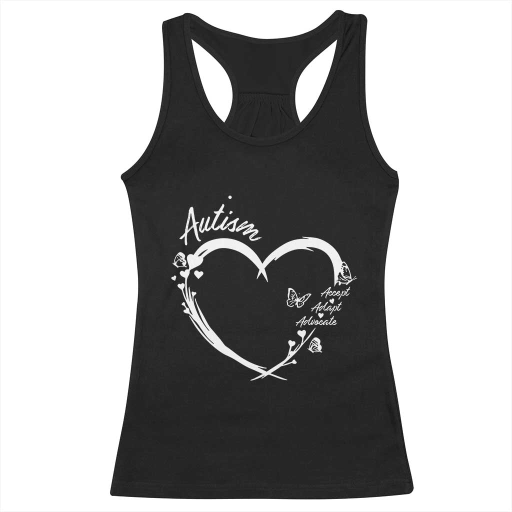 Autism Awareness Adaptation Racerback Tank Top Accept Adapt Advocate Love Heart