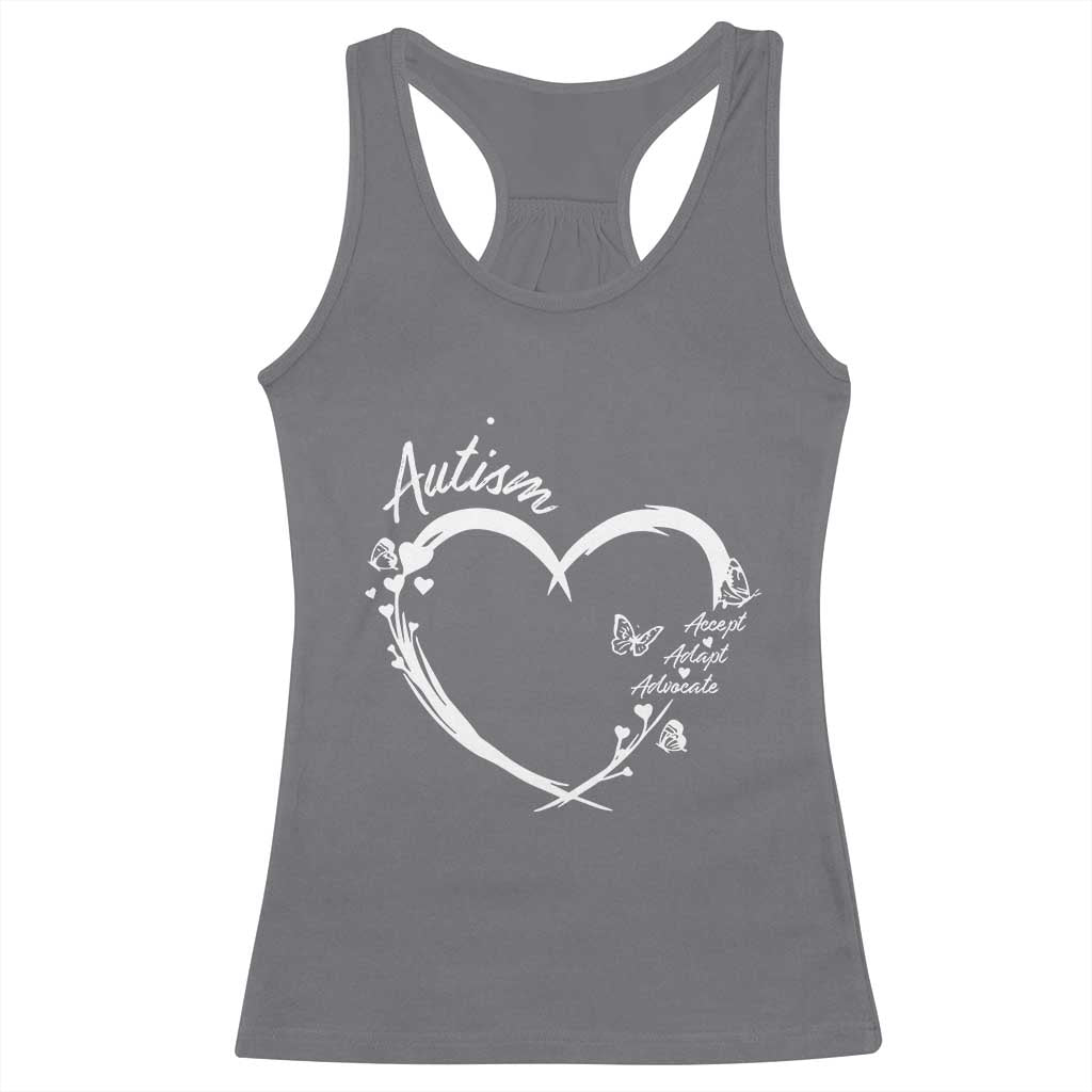 Autism Awareness Adaptation Racerback Tank Top Accept Adapt Advocate Love Heart