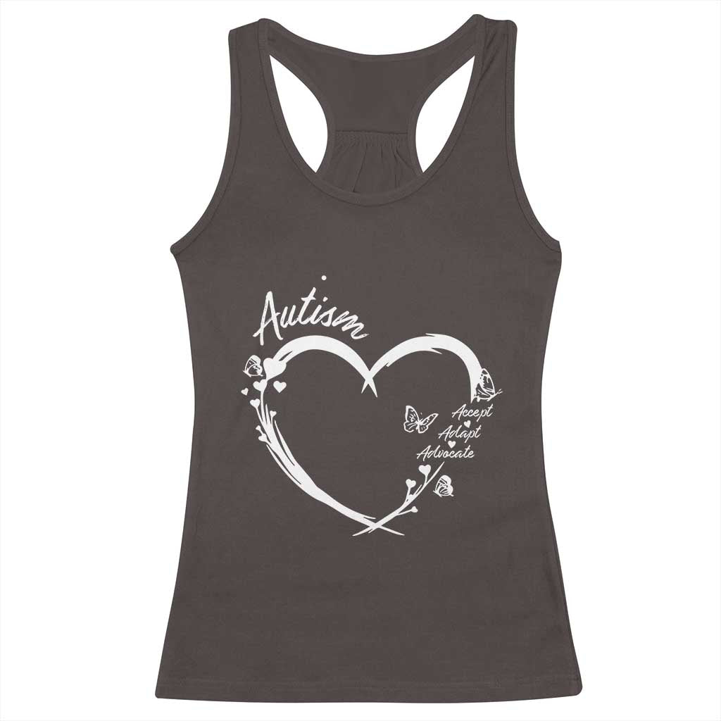 Autism Awareness Adaptation Racerback Tank Top Accept Adapt Advocate Love Heart