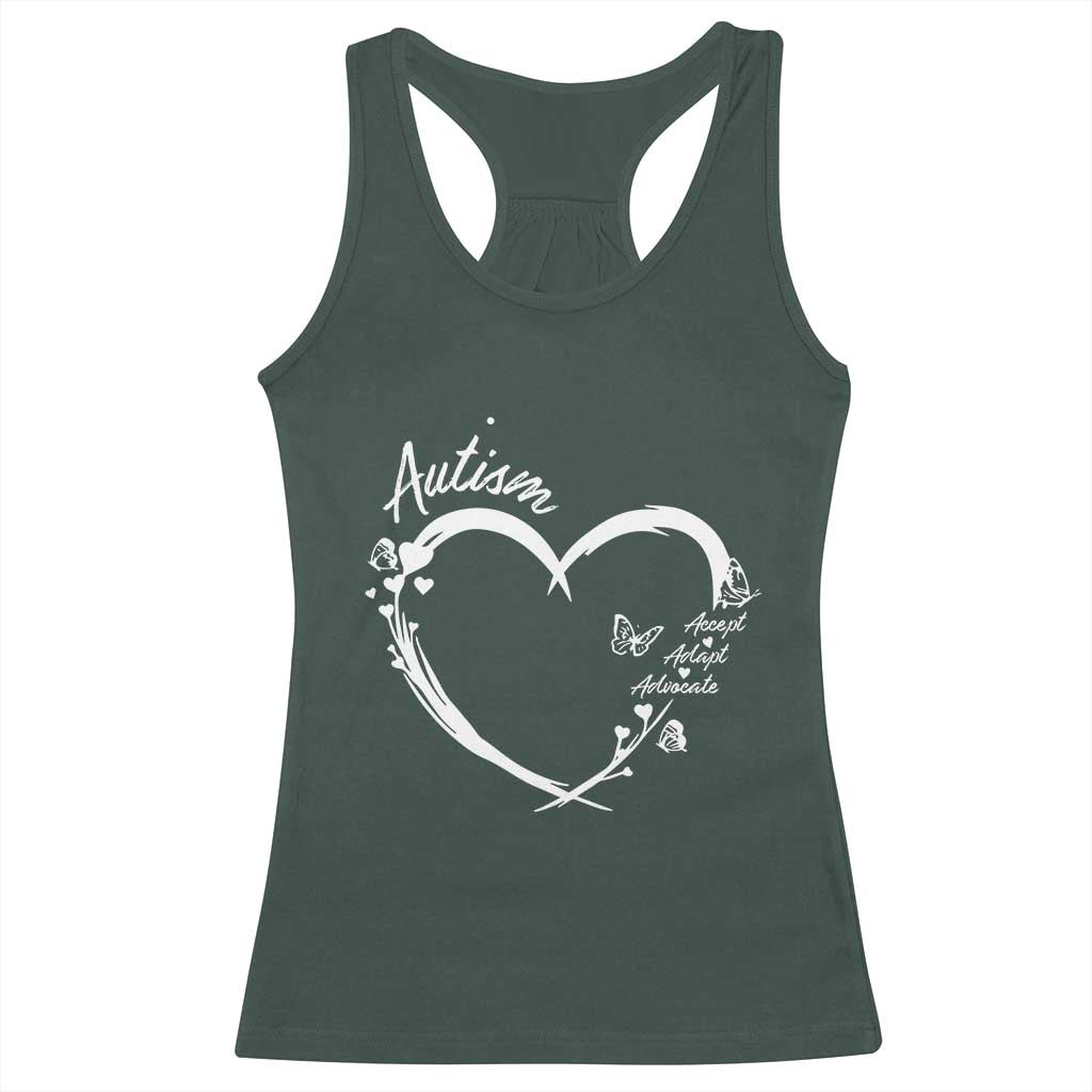 Autism Awareness Adaptation Racerback Tank Top Accept Adapt Advocate Love Heart