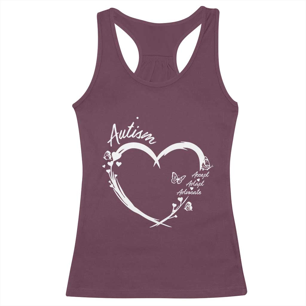 Autism Awareness Adaptation Racerback Tank Top Accept Adapt Advocate Love Heart
