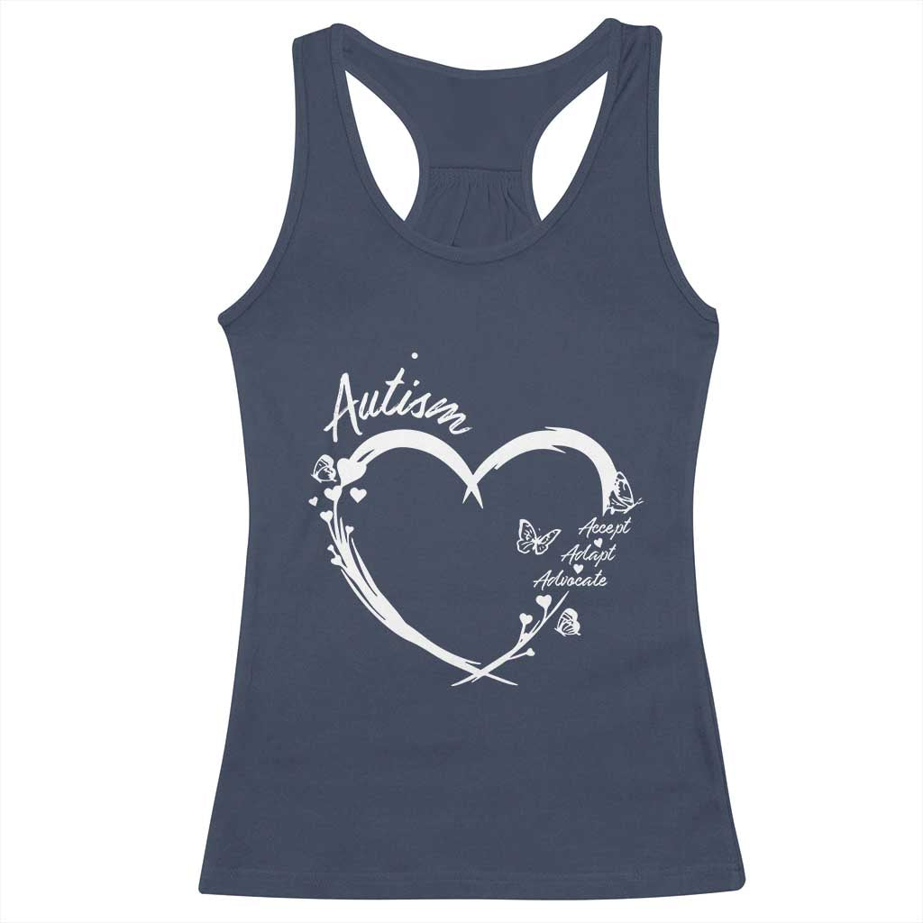 Autism Awareness Adaptation Racerback Tank Top Accept Adapt Advocate Love Heart