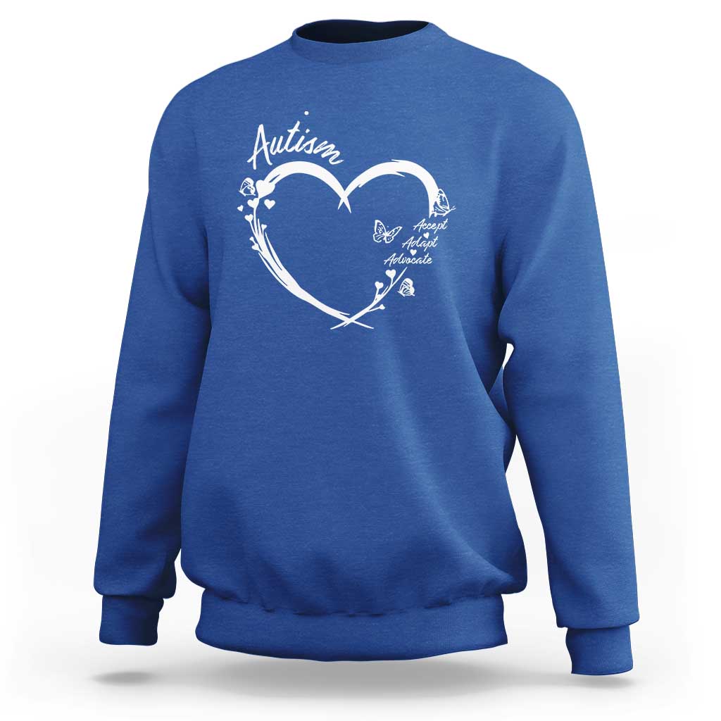 Autism Awareness Adaptation Sweatshirt Accept Adapt Advocate Love Heart
