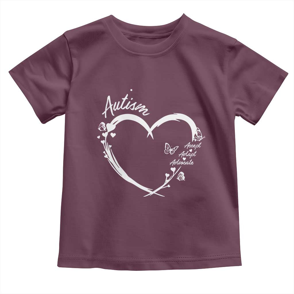 Autism Awareness Adaptation Toddler T Shirt Accept Adapt Advocate Love Heart