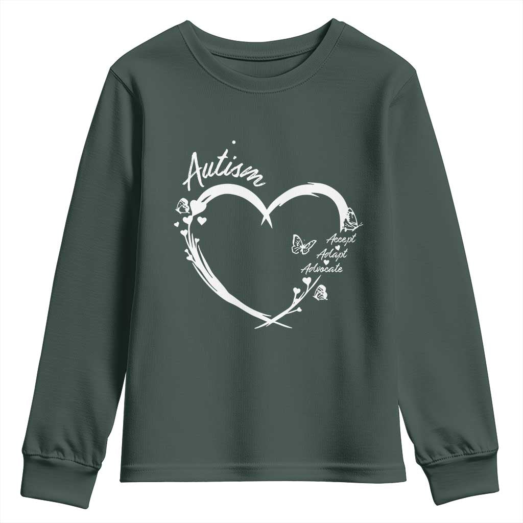 Autism Awareness Adaptation Youth Sweatshirt Accept Adapt Advocate Love Heart