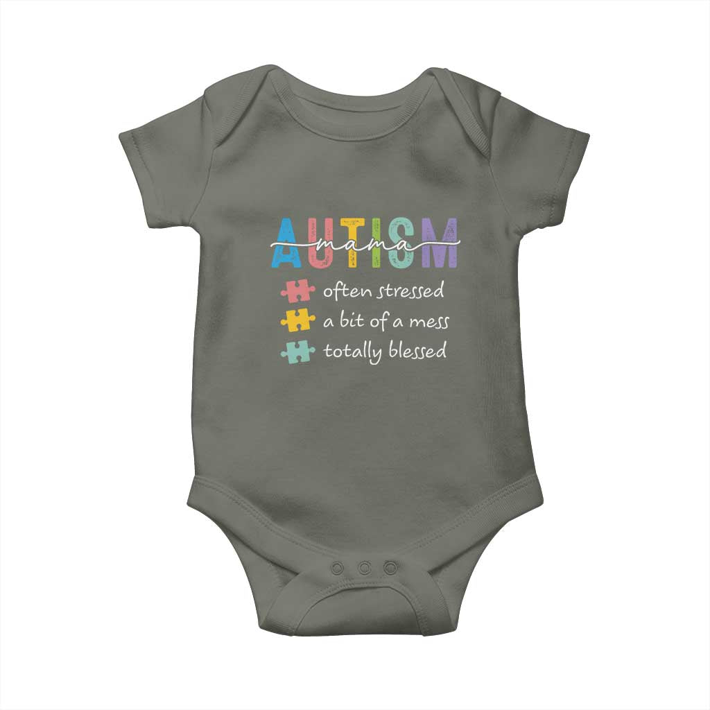 Blessed Autism Mama Baby Onesie Often Stressed A Bit of A Mess Totally Blessed