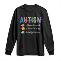 Blessed Autism Mama Long Sleeve Shirt Often Stressed A Bit of A Mess Totally Blessed
