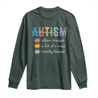 Blessed Autism Mama Long Sleeve Shirt Often Stressed A Bit of A Mess Totally Blessed