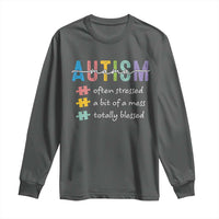 Blessed Autism Mama Long Sleeve Shirt Often Stressed A Bit of A Mess Totally Blessed