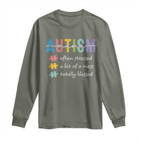 Blessed Autism Mama Long Sleeve Shirt Often Stressed A Bit of A Mess Totally Blessed