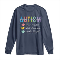 Blessed Autism Mama Long Sleeve Shirt Often Stressed A Bit of A Mess Totally Blessed