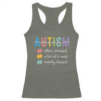 Blessed Autism Mama Racerback Tank Top Often Stressed A Bit of A Mess Totally Blessed
