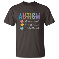 Blessed Autism Mama T Shirt Often Stressed A Bit of A Mess Totally Blessed