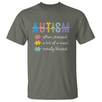 Blessed Autism Mama T Shirt Often Stressed A Bit of A Mess Totally Blessed