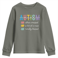 Blessed Autism Mama Youth Sweatshirt Often Stressed A Bit of A Mess Totally Blessed