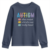 Blessed Autism Mama Youth Sweatshirt Often Stressed A Bit of A Mess Totally Blessed