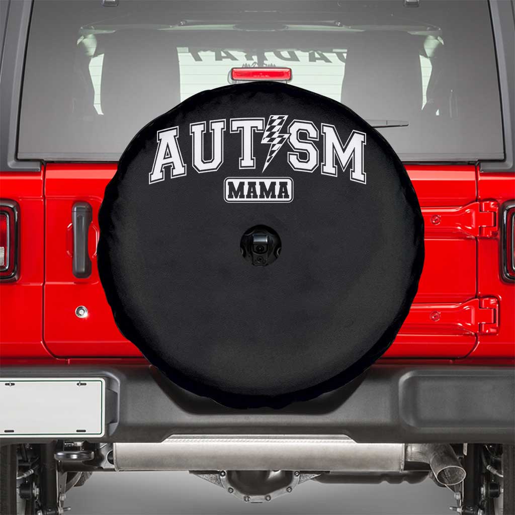 Autism Mama Lightning Bolt Checkered Spare Tire Cover Autistic Mom Blessed