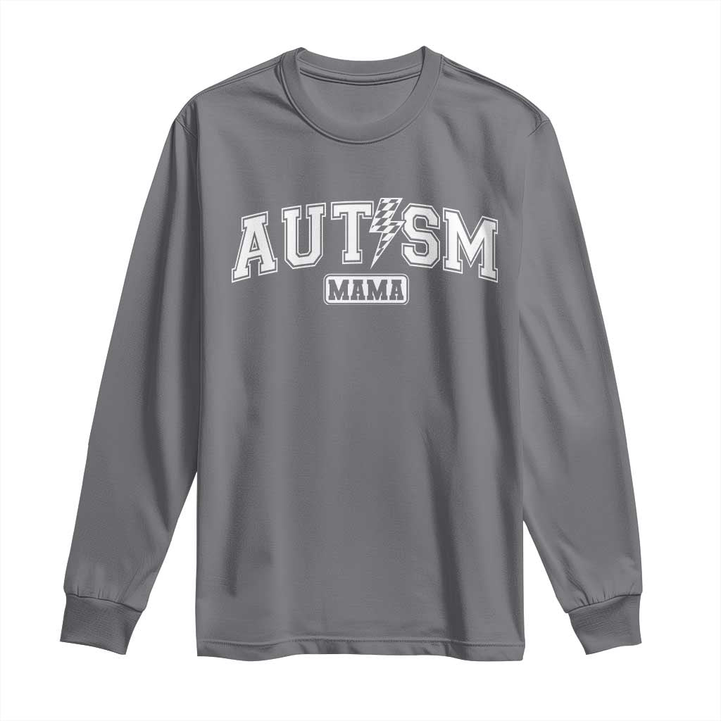 Autism Mama Lightning Bolt Checkered Long Sleeve Shirt Autistic Mom Blessed