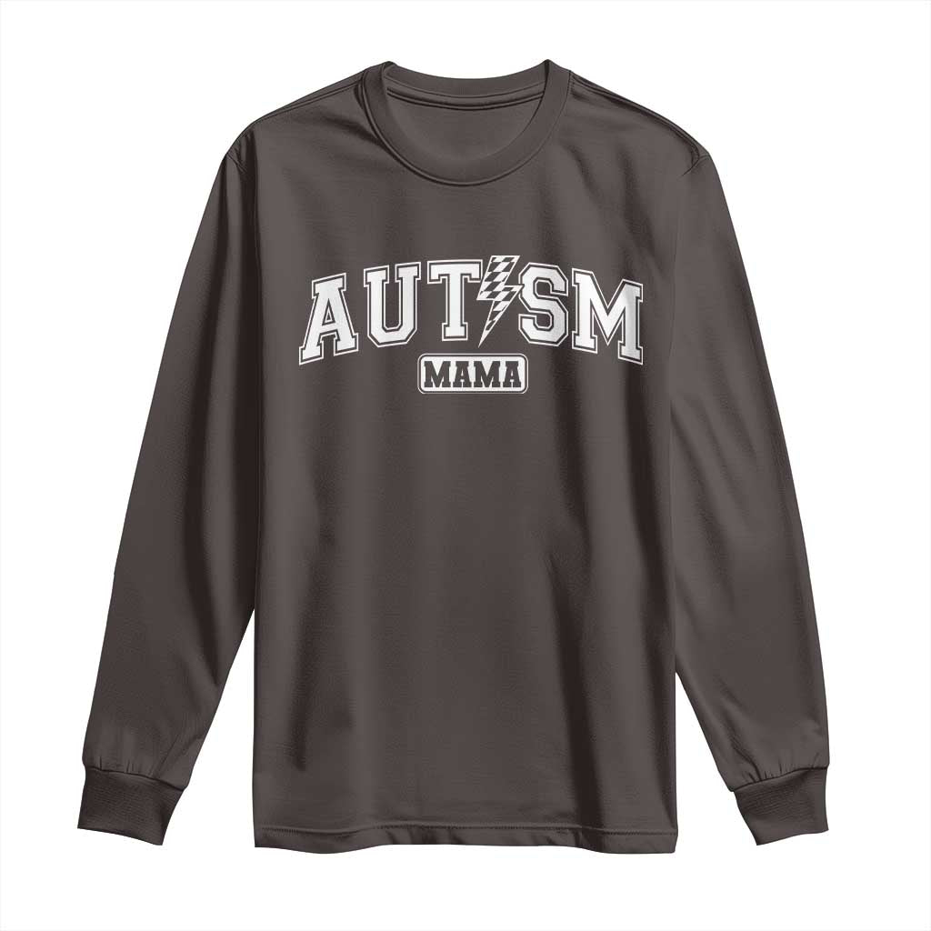 Autism Mama Lightning Bolt Checkered Long Sleeve Shirt Autistic Mom Blessed
