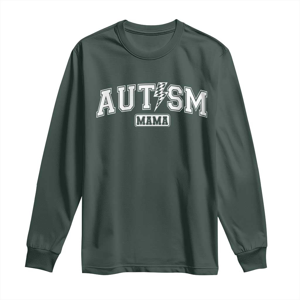 Autism Mama Lightning Bolt Checkered Long Sleeve Shirt Autistic Mom Blessed