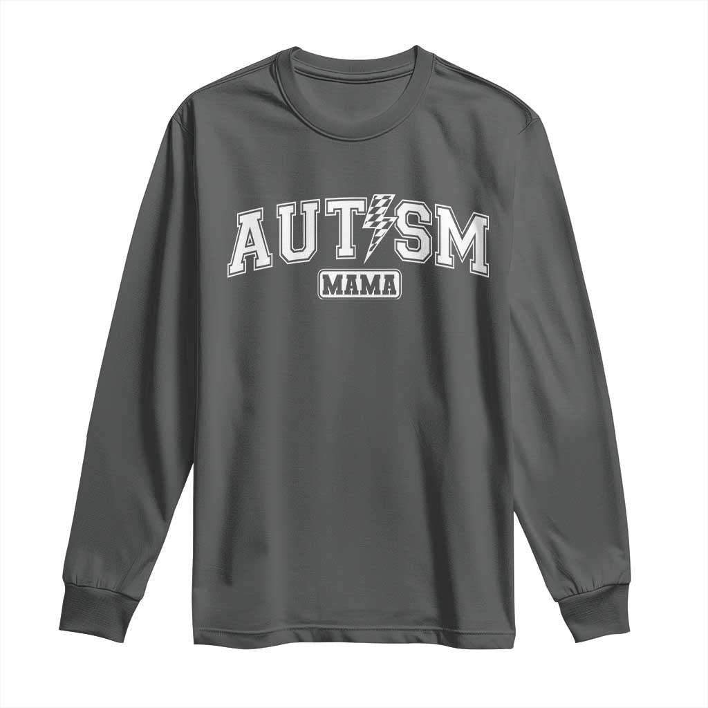 Autism Mama Lightning Bolt Checkered Long Sleeve Shirt Autistic Mom Blessed