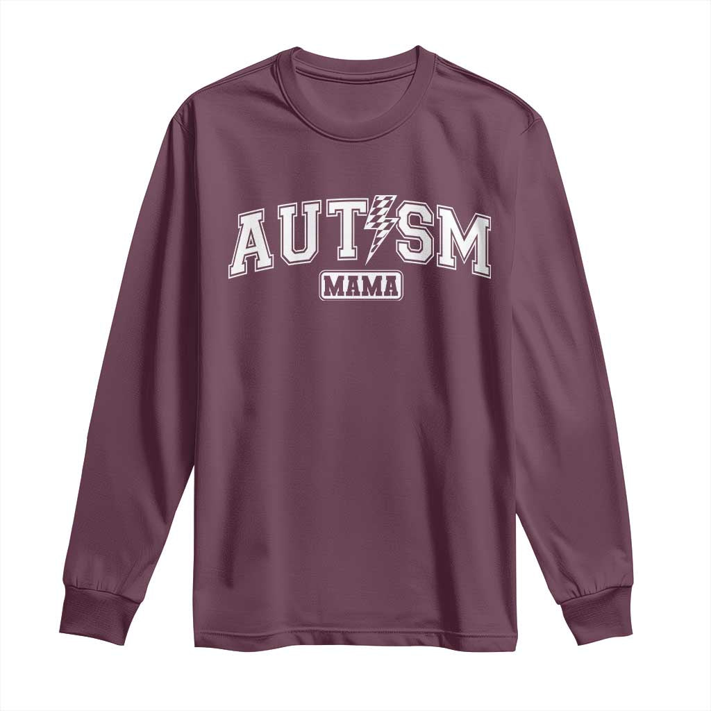Autism Mama Lightning Bolt Checkered Long Sleeve Shirt Autistic Mom Blessed