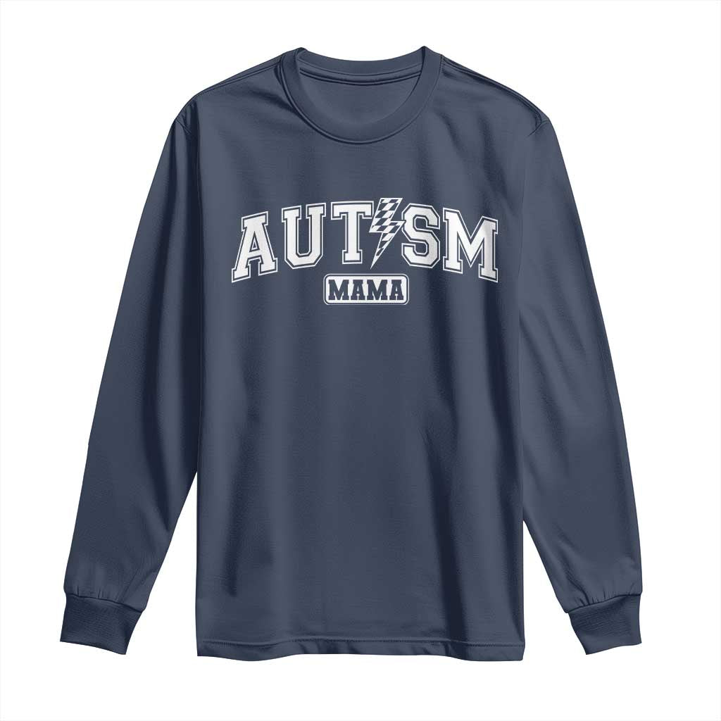 Autism Mama Lightning Bolt Checkered Long Sleeve Shirt Autistic Mom Blessed
