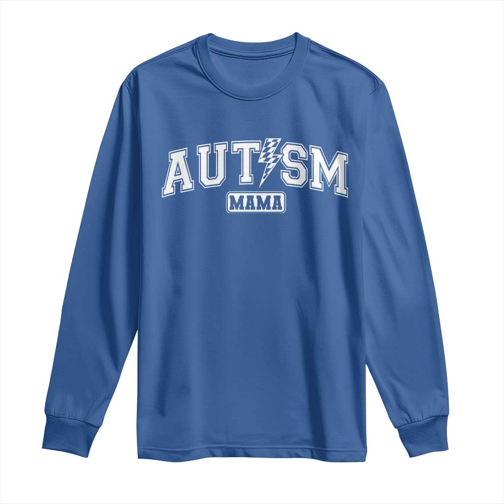 Autism Mama Lightning Bolt Checkered Long Sleeve Shirt Autistic Mom Blessed