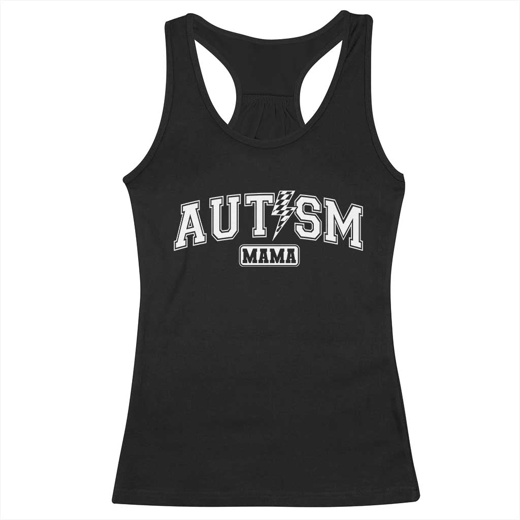 Autism Mama Lightning Bolt Checkered Racerback Tank Top Autistic Mom Blessed
