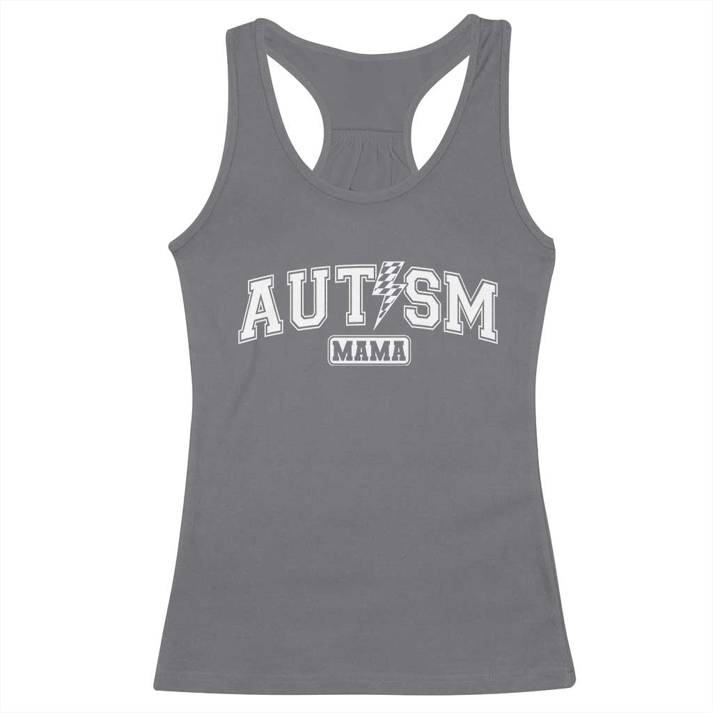 Autism Mama Lightning Bolt Checkered Racerback Tank Top Autistic Mom Blessed