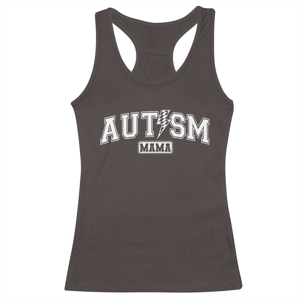 Autism Mama Lightning Bolt Checkered Racerback Tank Top Autistic Mom Blessed