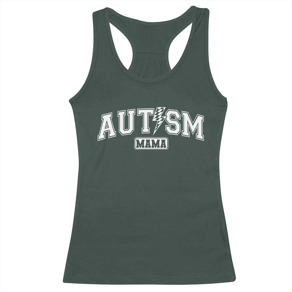Autism Mama Lightning Bolt Checkered Racerback Tank Top Autistic Mom Blessed