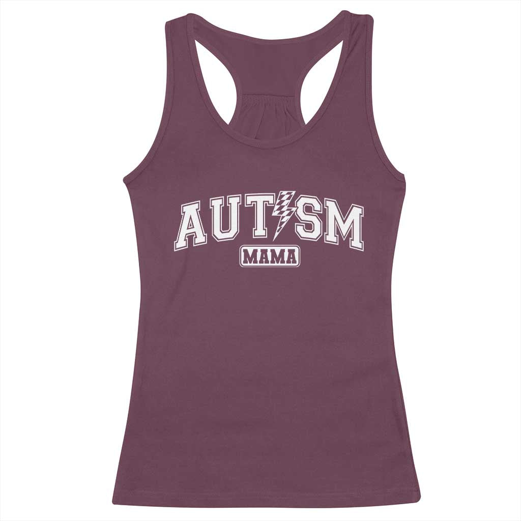 Autism Mama Lightning Bolt Checkered Racerback Tank Top Autistic Mom Blessed