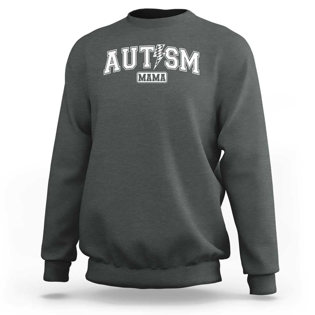 Autism Mama Lightning Bolt Checkered Sweatshirt Autistic Mom Blessed