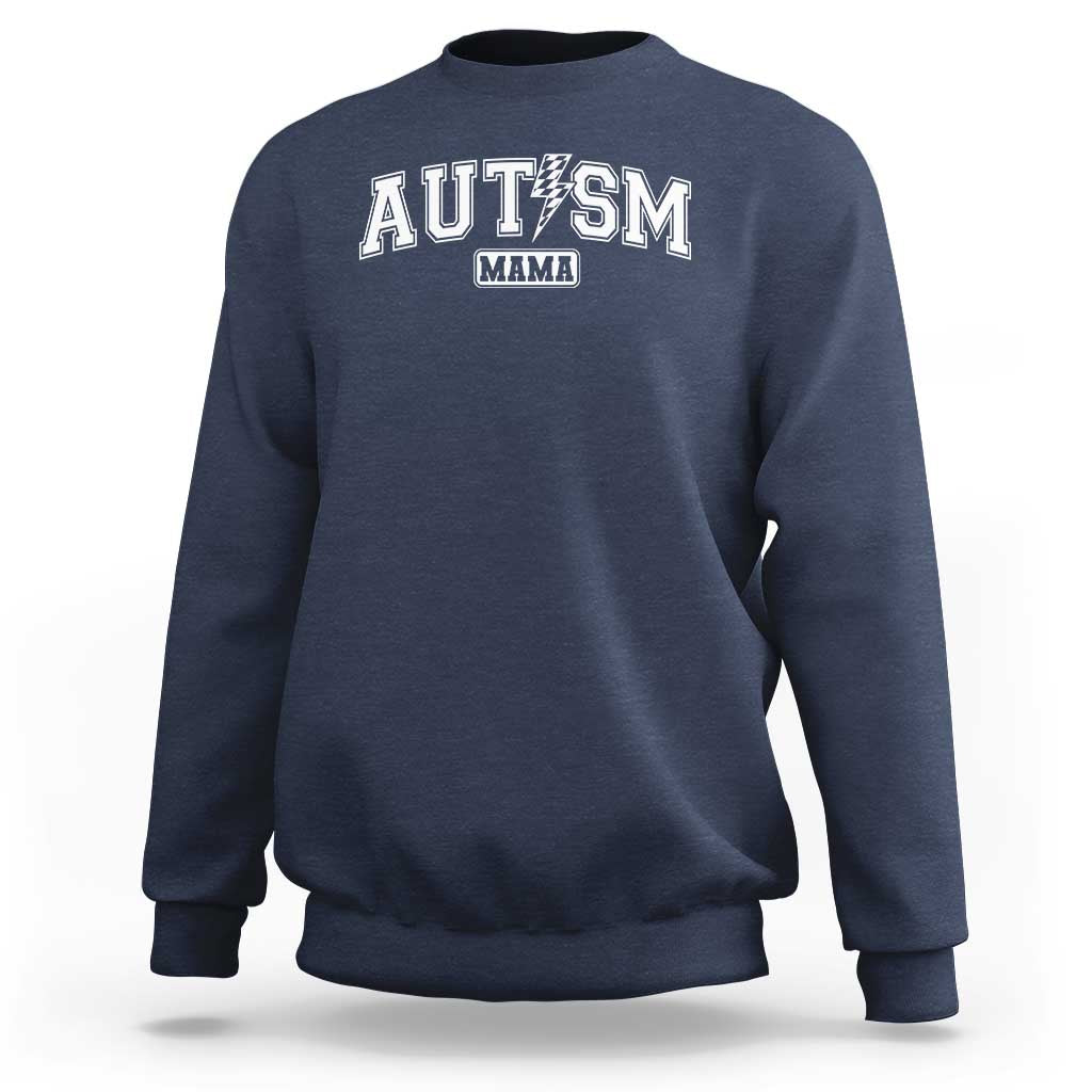 Autism Mama Lightning Bolt Checkered Sweatshirt Autistic Mom Blessed