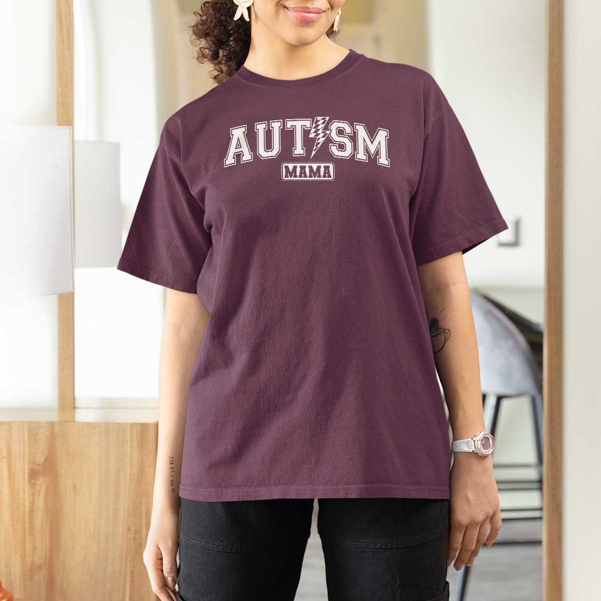 Autism Mama Lightning Bolt Checkered T Shirt For Women Autistic Mom Blessed