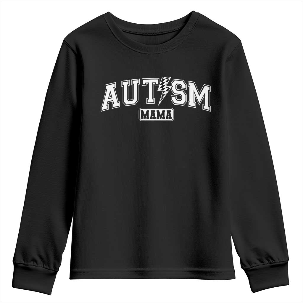 Autism Mama Lightning Bolt Checkered Youth Sweatshirt Autistic Mom Blessed