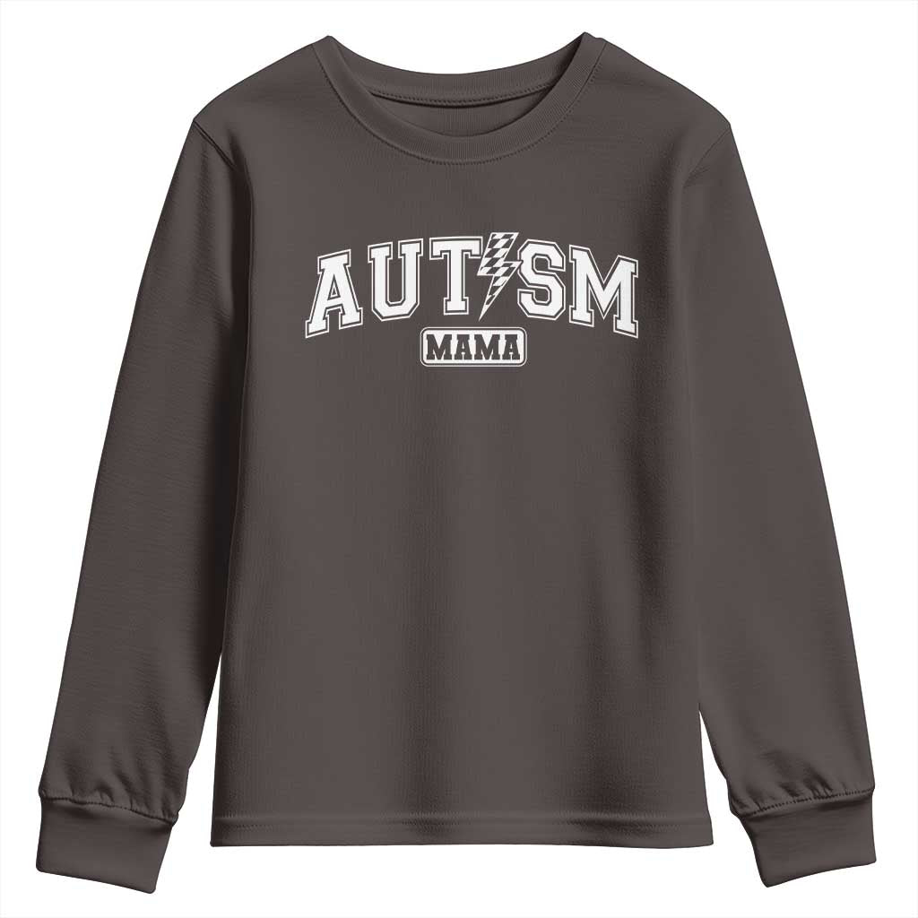 Autism Mama Lightning Bolt Checkered Youth Sweatshirt Autistic Mom Blessed