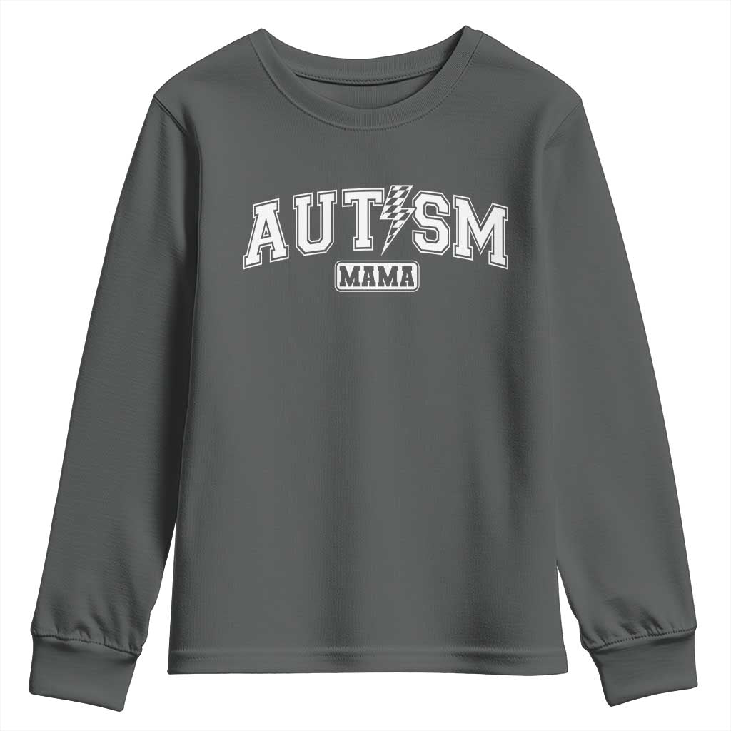 Autism Mama Lightning Bolt Checkered Youth Sweatshirt Autistic Mom Blessed