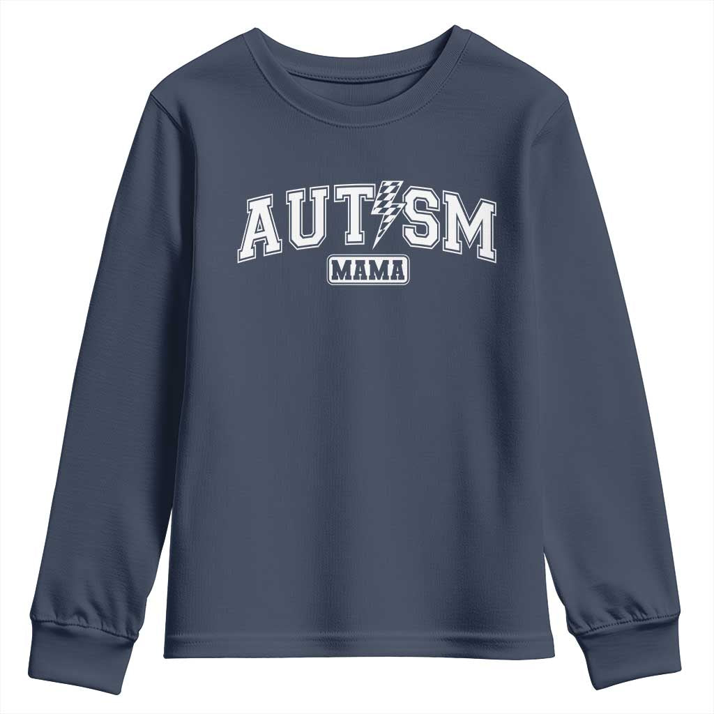Autism Mama Lightning Bolt Checkered Youth Sweatshirt Autistic Mom Blessed