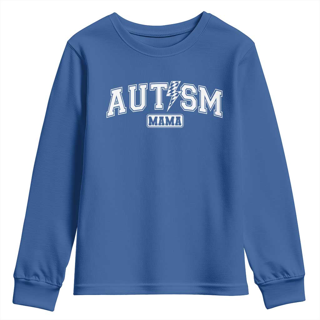 Autism Mama Lightning Bolt Checkered Youth Sweatshirt Autistic Mom Blessed