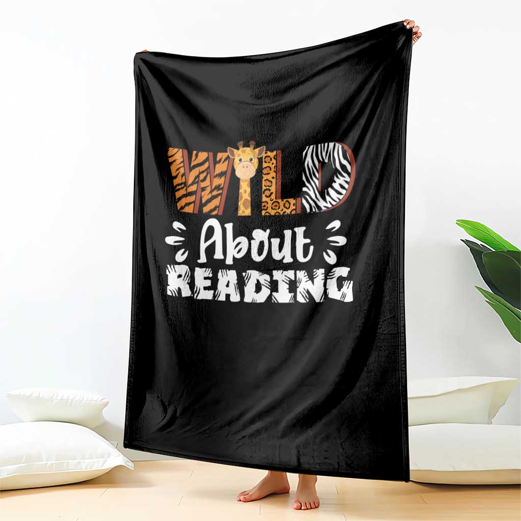 Wild About Reading Throw Blanket Cute Animal Print Reading Lover Kids Teachers