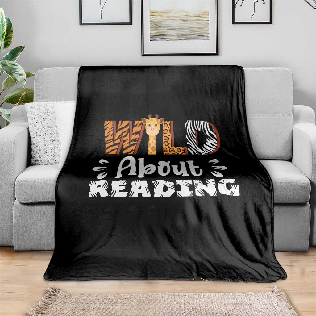 Wild About Reading Throw Blanket Cute Animal Print Reading Lover Kids Teachers