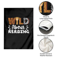 Wild About Reading Garden Flag Cute Animal Print Reading Lover Kids Teachers